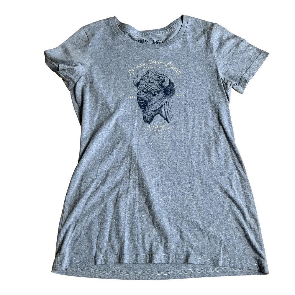 REI Co-op Shirt Womens S Gray National Park Service Buffalo Graphic 2016
